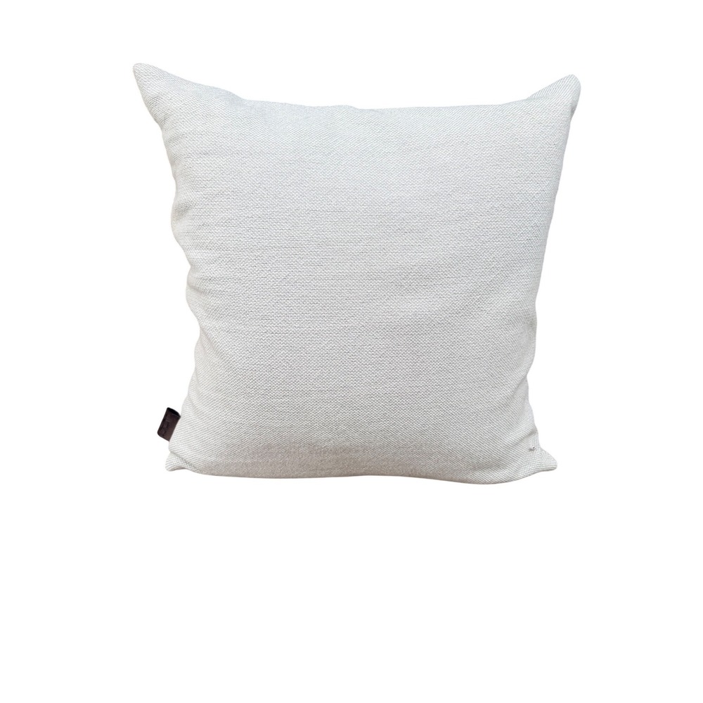 UGG Light Gray Woven Knit Square‎ Throw Pillow with Leather Logo Patch